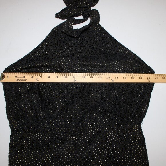 House Of Harlow Jumpsuit NEW Sz L Black Gold Black Polka Dots Nylon Jumpsuit - Picture 13 of 16